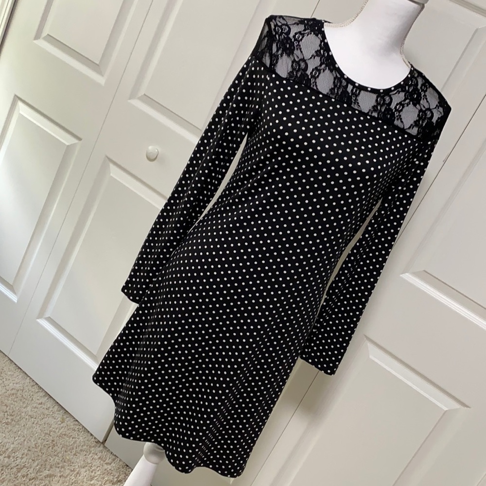 Aceshin Polka Dot Lace Lounge Sleepwear Dress S